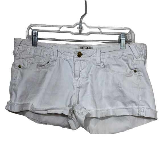 Mudd Juniors White Jeans Shorts Size 9 Rolled Hem Stretch Cotton Summer Casual - Picture 1 of 6